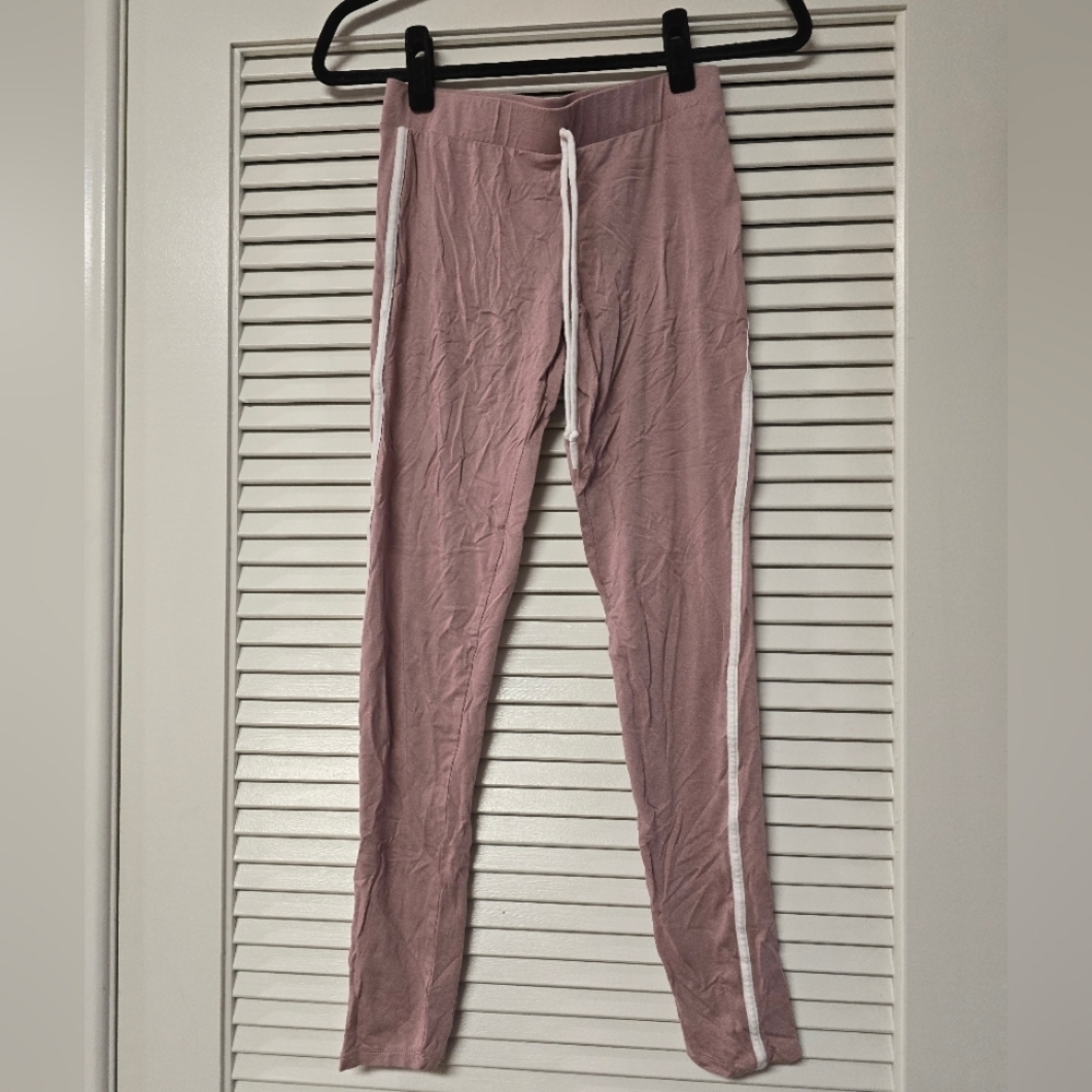 Fashion Nova - Pink & White Lightweight Loungewear Pants With Faux Drawstring